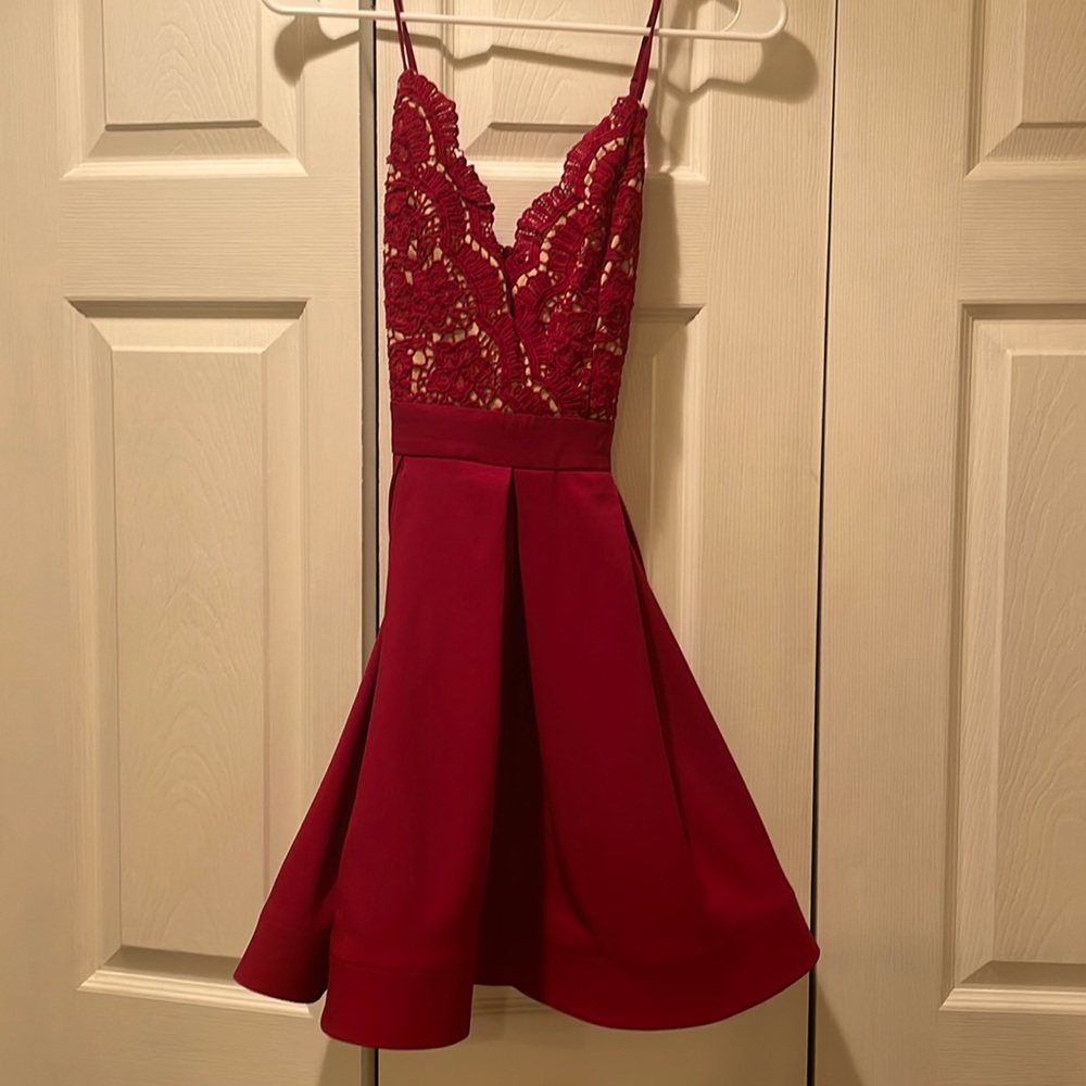 Red lace dress